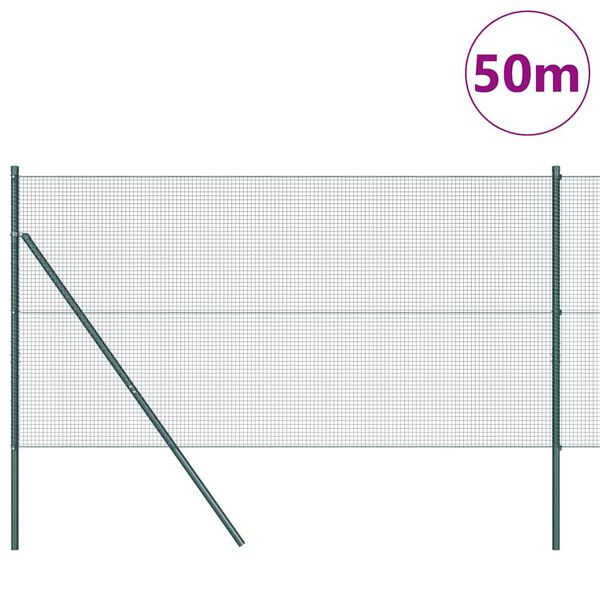 vidaXL Steber ograje. Zelena 50 x 1 m (16 x 16 mm mreža) Jeklo in PVC