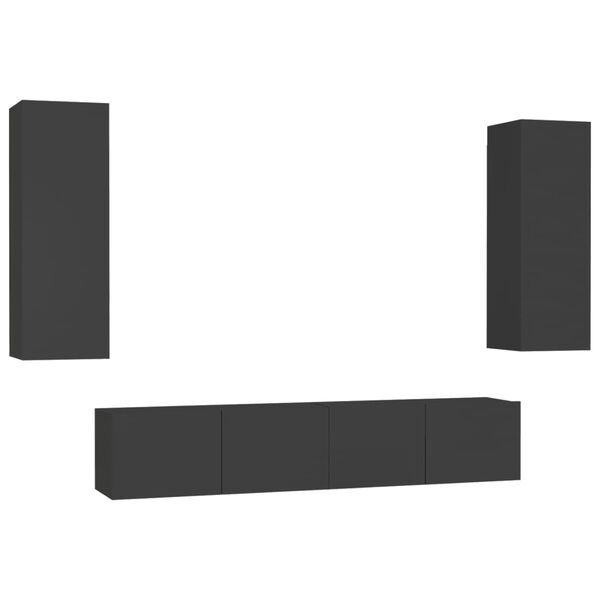 vidaXL Komplet TV omaric 4-delni črna inženirski les