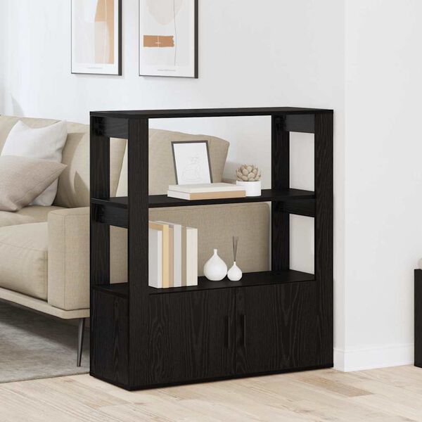 vidaXL Strani &scaron;al Črni hrast 30 x 80 x 90 cm Konstruiran les