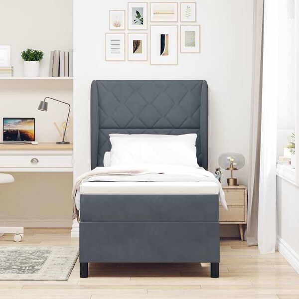 vidaXL Postelja z vzmetnico Temno siva 200 x 100 cm Poliester