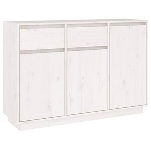 vidaXL Komoda bela 110x34x75 cm trdna borovina