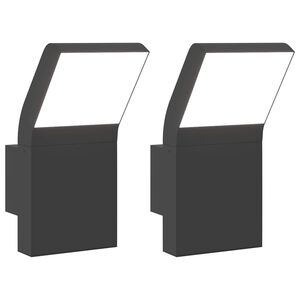 vidaXL Zunanja LED stenske svetilke 2 kosa črna tlačno lit aluminij