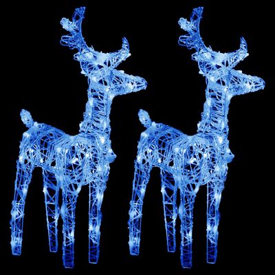 vidaXL Božični severni jeleni 2 kosa modri 80 LED akril