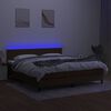 vidaXL Box spring postelja z vzmetnico LED temno rjava 180x200cm blago