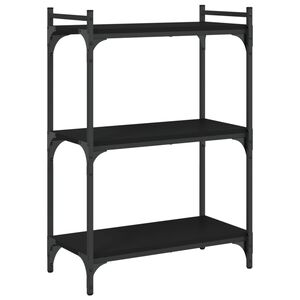 vidaXL Knjižna omara 3-nadstropna črna 60x30x86 cm inženirski les