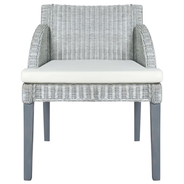 vidaXL Jedilni stol z blazino siv naraven ratan