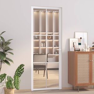 vidaXL Notranja vrata 76x201,5 cm bela ESG steklo in aluminij