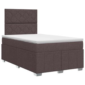 vidaXL Postelja boxspring z vzmetnico Temno rjava 120 x 190 cm Blago