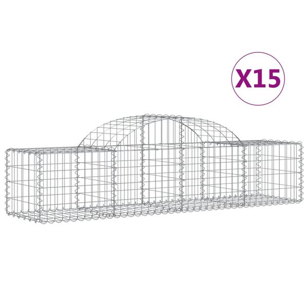 vidaXL Obokane gabion košare 15 kosov 200x50x40/60 cm pocinkano železo