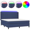 vidaXL Box spring postelja z vzmetnico LED modra 180x200 cm blago