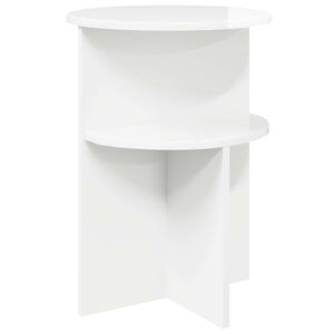 vidaXL Stranska miza Bela visok sijaj &Oslash; 39,5 x 55 cm Inženirski les