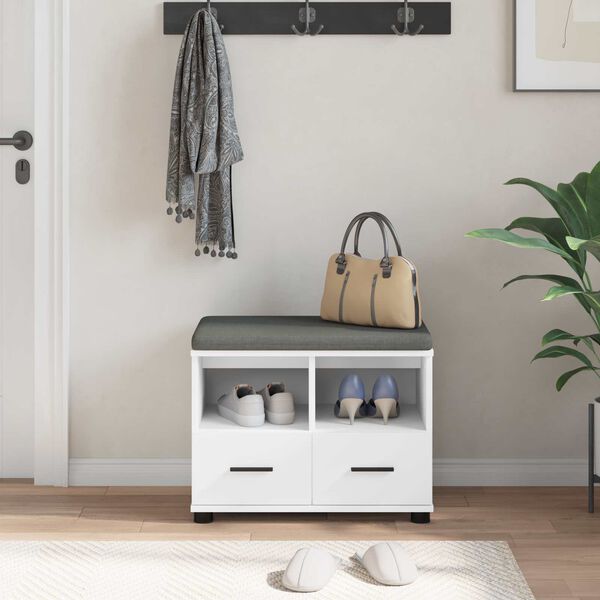 vidaXL Haldna klop z blazino s predalom Bela 60 x 38 x 46 cm