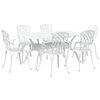 vidaXL Komplet za jedilnico v vrtu 7 pcs Bela Aluminij