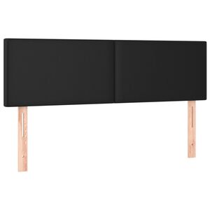vidaXL Posteljno vzglavje črna 144x5x78/88 cm umetno usnje