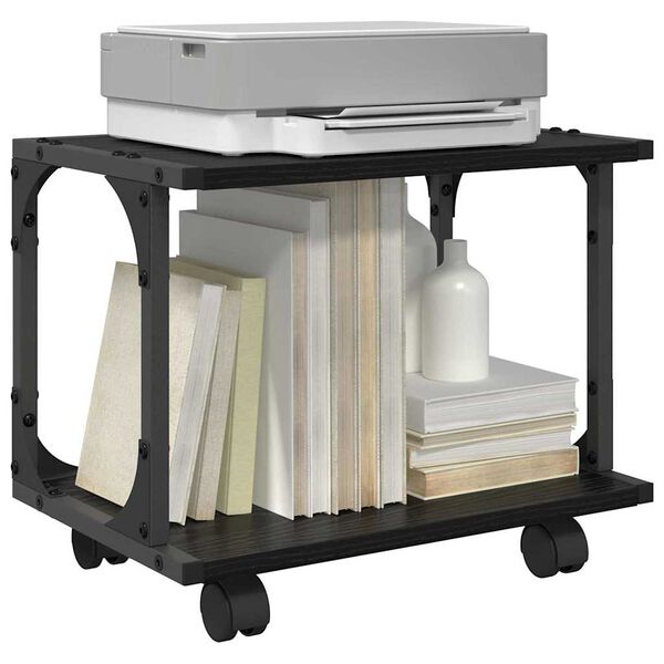 vidaXL Stojalo za tiskalnik Črna Orehovina 41 x 28 x 33.5 cm