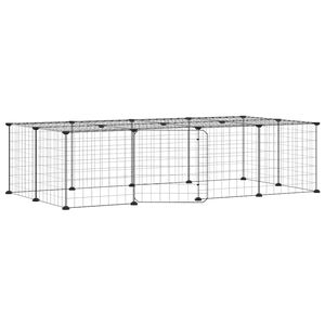 vidaXL Ograda za hi&scaron;ne ljubljenčke z 20 paneli črna 140x70x35 cm jeklo