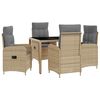 vidaXL Zunanja jedilnica 5 pcs Bež in svetlo siva 90 x 90 x 75 cm