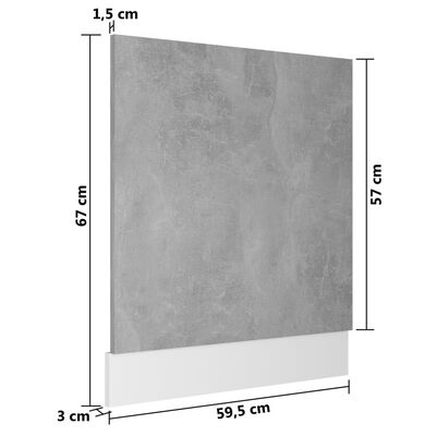 vidaXL Plošča za pomivalni stroj betonsko siva 59,5x3x67 cm iverna pl.