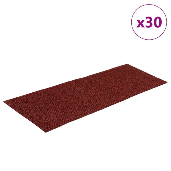 vidaXL Stopniščne preproge samolepilne 30 kosov 60 x 25 cm bordo rdeče pravokotne