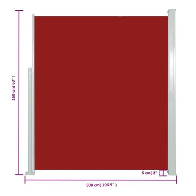 vidaXL Zložljiva stranska tenda 160 x 500 cm rdeča