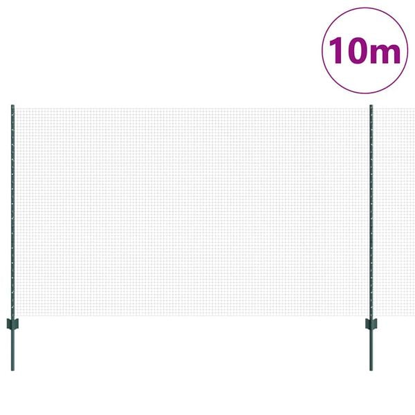 vidaXL Ograja s stebrom Zelena 1,4 x 10 m Jeklo in PVC