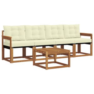 vidaXL Zunanja garnitura za sedenje z blazino 5 pcs Naravna in smetana