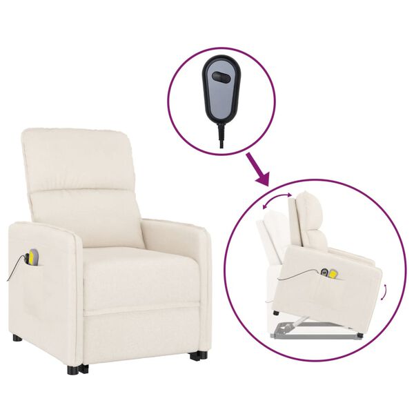 vidaXL Masažni stol s funkcijo vstajanja bež tkanina iz mikrovlaken