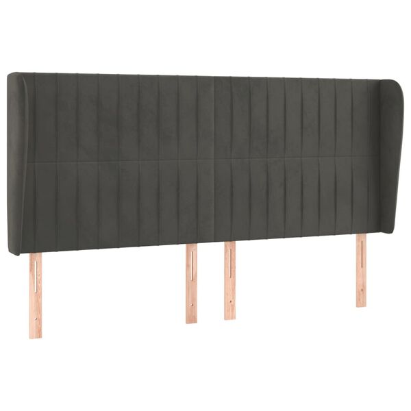 vidaXL Vzglavje z ušesi temno sivo 203x23x118/128 cm žamet