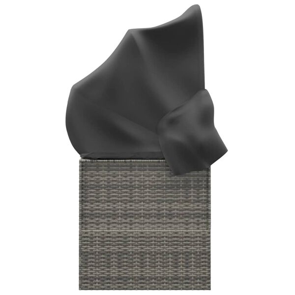 vidaXL Zunanji počivalnik s streho in blazinami siv poli ratan