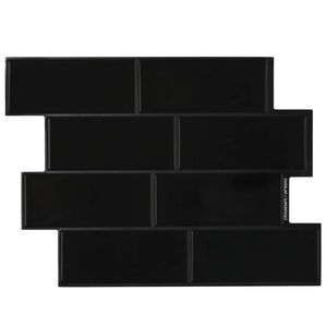 vidaXL Podhodna plo&scaron;čica 10 pcs Črna 29 x 21 cm Poliuretan in PET