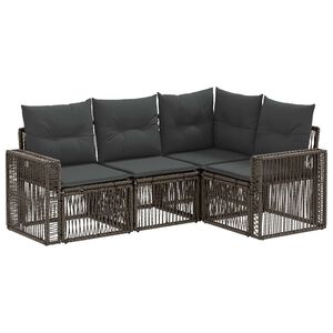 vidaXL Vrtna sedežna garnitura 4 pcs Siva in temno siva poli ratan