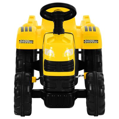 vidaXL Otroški traktor na pedale s prikolico rumen