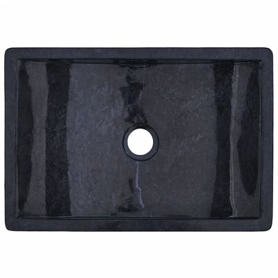 vidaXL Kopalniška omarica z umivalnikoma iz črnega marmorja