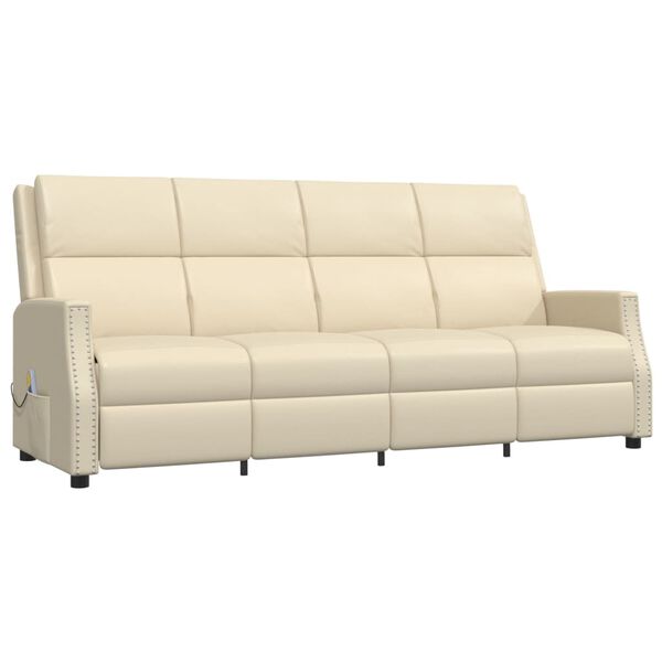 vidaXL Masažni štirised krem umetno usnje