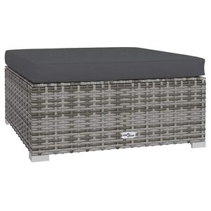 vidaXL Vrtni stolček za noge z blazino siv 70x70x30 cm poli ratan