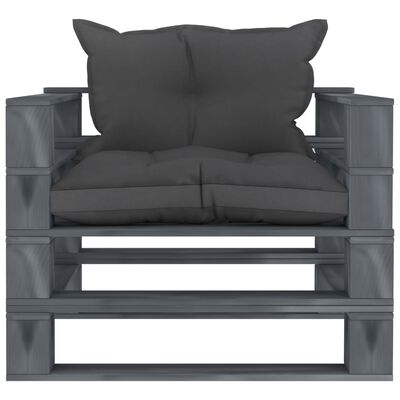 vidaXL Vrtni kavč iz palet s črnimi blazinami lesen