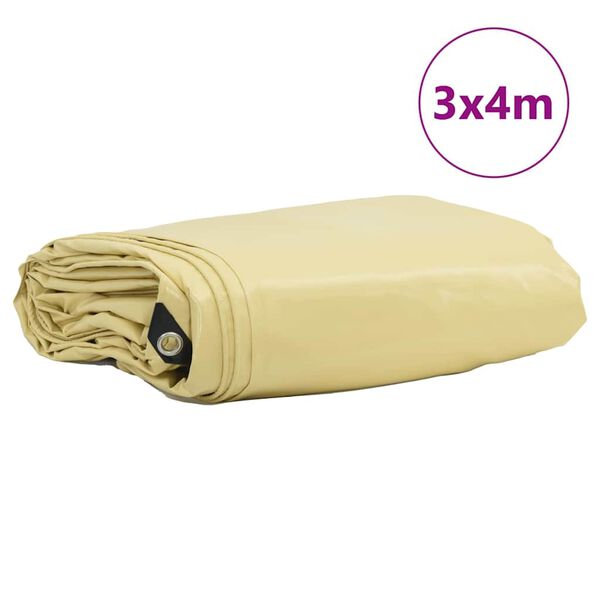 vidaXL Tarpaulin 650g / m&sup2; Bež 3 x 4 m Platno s PVC premazom