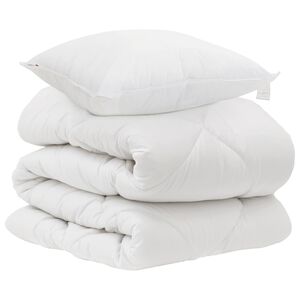 vidaXL Odeja z blazino 2 pcs Bela Mikrovlakna