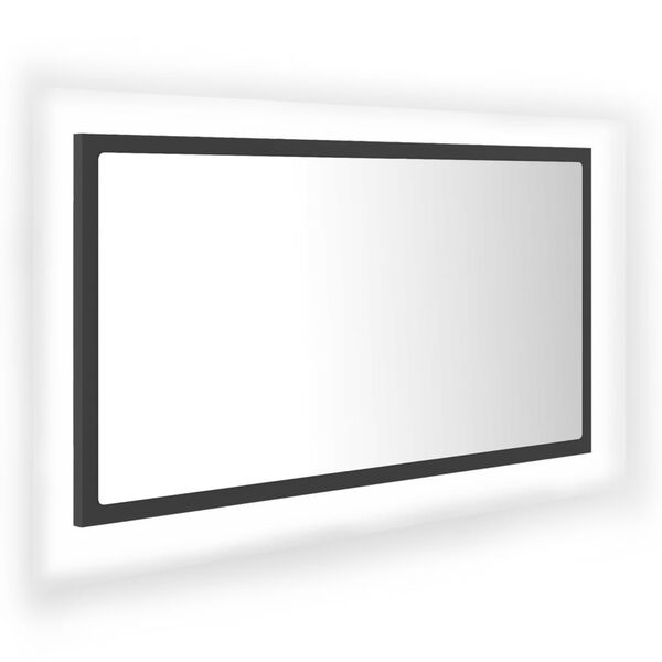 vidaXL LED kopalni&scaron;ko ogledalo sivo 80x8,5x37 cm akril