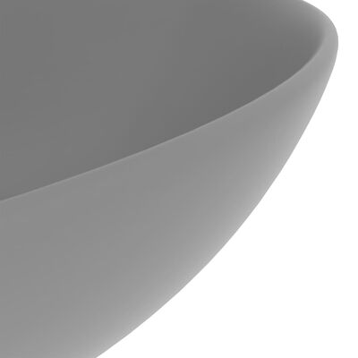vidaXL Kopalniški umivalnik keramičen svetlo siv okrogel