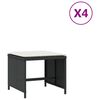 vidaXL Vrtni stolčki z blazinami 4 kosi črni 40x40x35 cm poli ratan