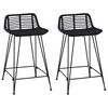 vidaXL Barski stol 2 kos Črna 44 x 45 x 76 cm Rattan in jeklo