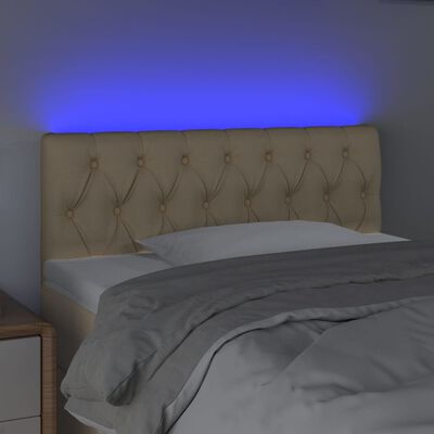 vidaXL LED posteljno vzglavje krem 90x7x78/88 cm blago