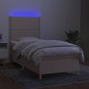 vidaXL Box spring postelja z vzmetnico LED krem 90x190 cm blago