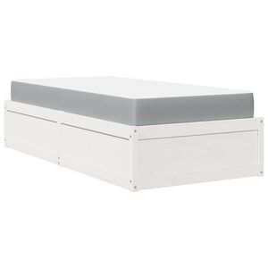 vidaXL Postelja z vzmetnico bela 90x190 cm trdna borovina