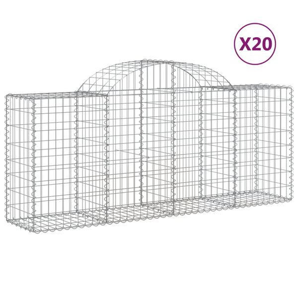 vidaXL Obokane gabion košare 20 kosov 200x50x80/100 cm cinkano železo