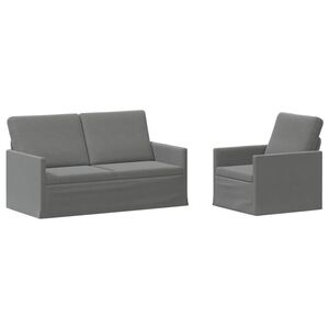 vidaXL Kavčna garnitura 2 pcs Temno siva Žamet