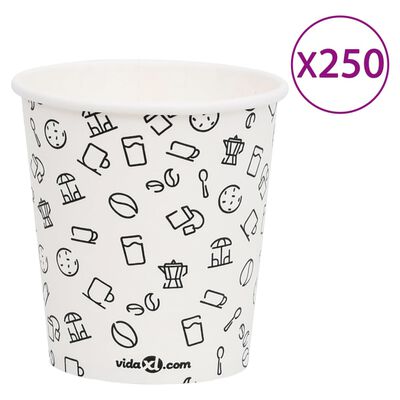 vidaXL Papirnate skodelice za kavo 200 ml 250 kosov bele in črne