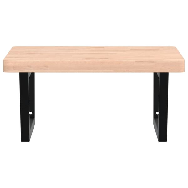 vidaXL Stenska polica za umivalnik jeklo in trdna bukovina