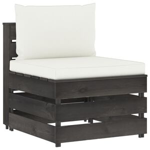 vidaXL Sekcijski sredinski kavč z blazinami siv impregniran les
